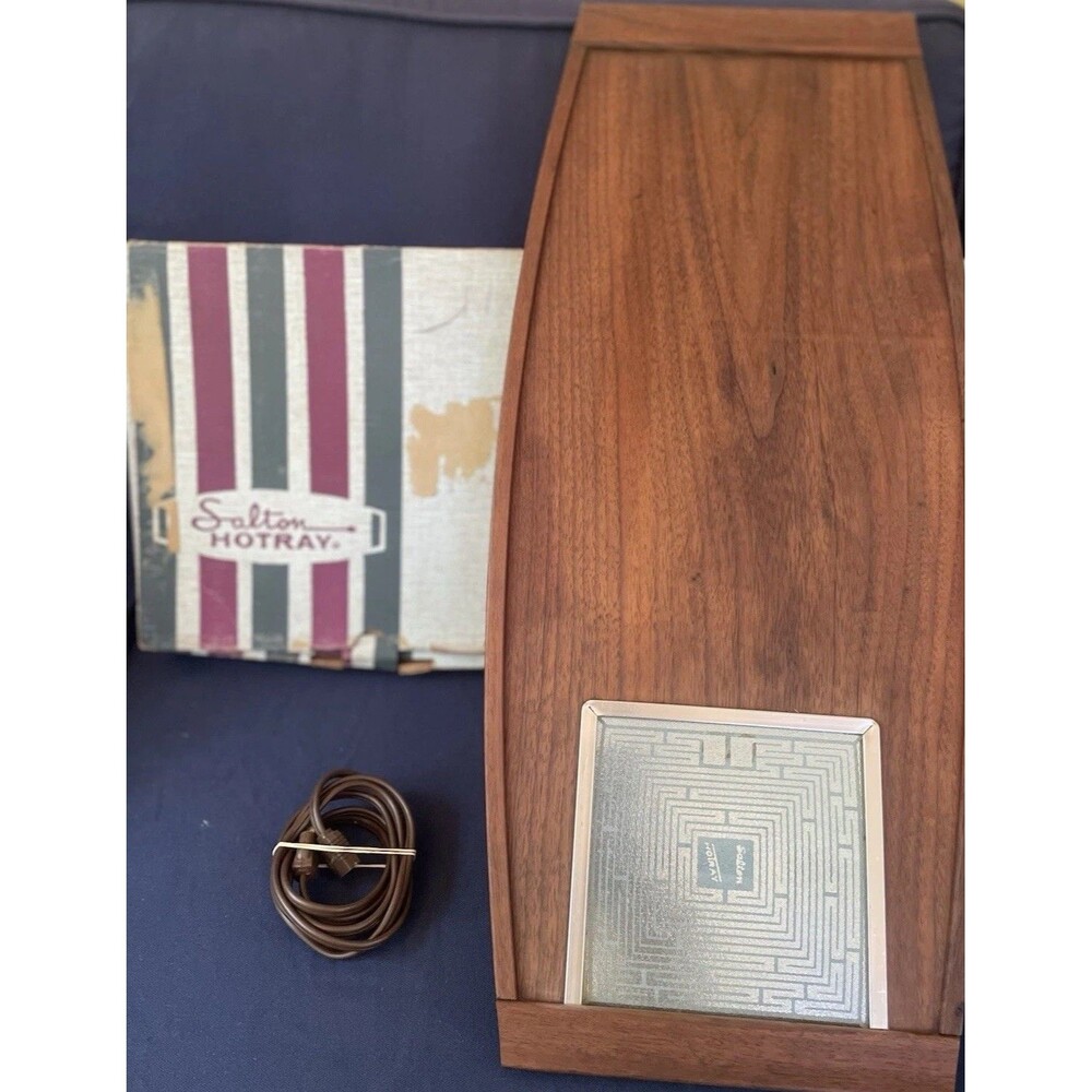 Vintage MCM Salton Hotray Viking H-102 Electric Food Warmer TEAK Wood Mint W Box